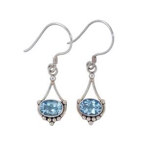 Vintage Sterling Silver 925 Blue Topaz Dangle Earrings